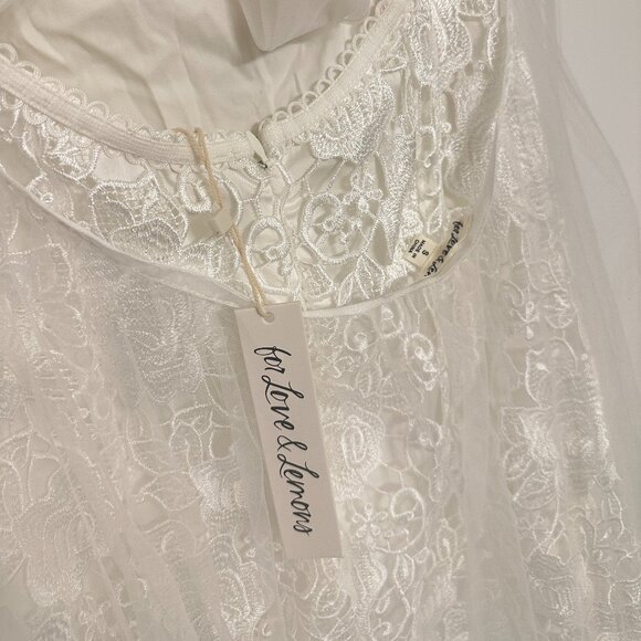 FOR LOVE & LEMONS Lace Mini Dress with Tulle Overlay in White Size Small NWT - Picture 8 of 11